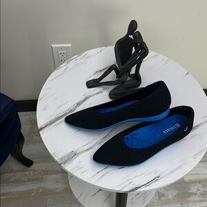 Women's Black and Blue Flats